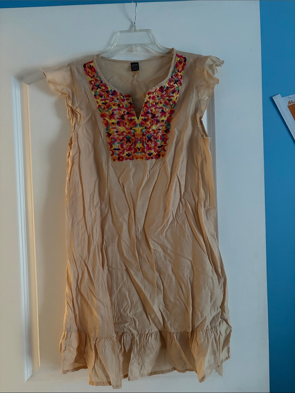 Lioness Beige Embroidered V-Neck Dress